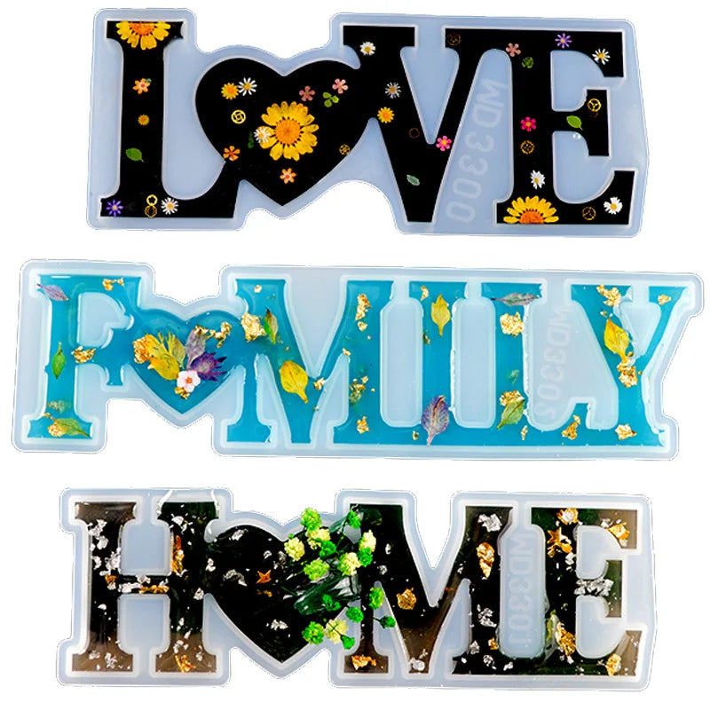 *Kit de Moldes de Silicona ART-RESSIN: (LOVE,FAMILY,HOME)